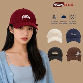 Mũ lưỡi trai HAZIN thêu chữ cá tính phong cách Hàn Quốc, nón kết nam nữ cá tính form cứng chất vải KAKI dày dặn