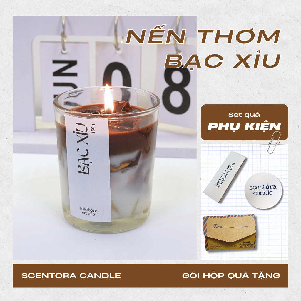 Nến Thơm Matcha Latte ScentoraCandle, Trang trí, Decor Phòng, Quà Tặng Sinh Nhật, Lễ Kỉ Niệm