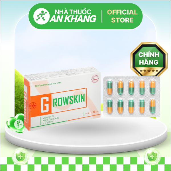 Growskin hạn chế lão hóa, làm đẹp da hộp 30 viên [Nhà Thuốc An Khang - Chính Hãng 100%]