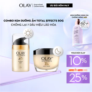 Combo Kem Dưỡng OLAY TOTAL EFFECTS Ngày & Đêm Phục Hồi & Ngăn 7 Dấu Hiệu Lão Hóa 50G X2