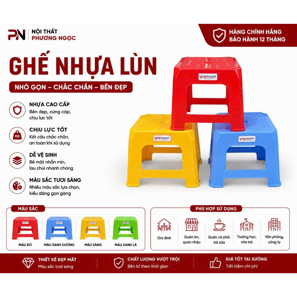 ghế nhựa đẩu lùn đủ mầu sắc (combo từ 5> đến 10 cái)