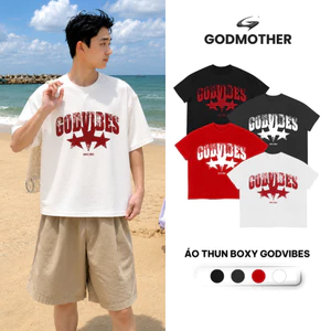 Áo Thun Godvibes GODMOTHER Áo Thun Cotton Form Boxy In Nhiệt Chữ Wash Chất Cotton Mát Mẻ Thoáng Khí