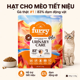 Thức Ăn Cho Mèo Furry Wonder Urinary Care 300g/1.5kg, Hạt Cho Mèo Hỗ Trợ Tiết Niệu, Gà Thật #1, 83% Đạm Động Vật