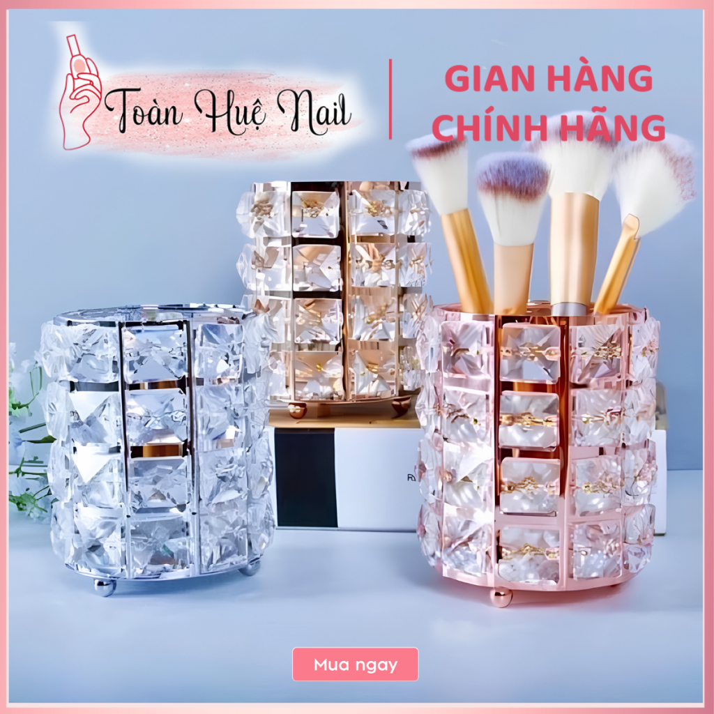Cốc Pha Lê Đựng Cọ & Dụng Cụ Làm Móng – Hộp Đựng Cọ Nail, Cọ Trang Điểm Sang Trọng, Gọn Gàng, Tiện Dùng