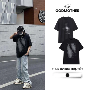 Áo Thun Oversize GODMOTHER Nam Nữ Họa Tiết BNC Chất Liệu Cotton
