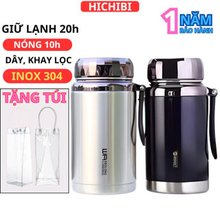 [Tặng túi] Bình giữ nhiệt 1500ml inox 304, bình nước giữ nhiệt lạnh hơn 20 giờ, giữ nóng hơn 12 giờ, có dây treo