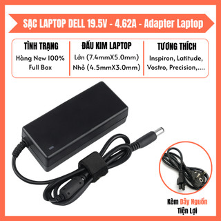 Sạc Laptop APOWER For DELL 19.5V – 4.62A (Đầu Kim Lớn/Đầu Kim Nhỏ) – Adapter Tương Thích Laptop DELL