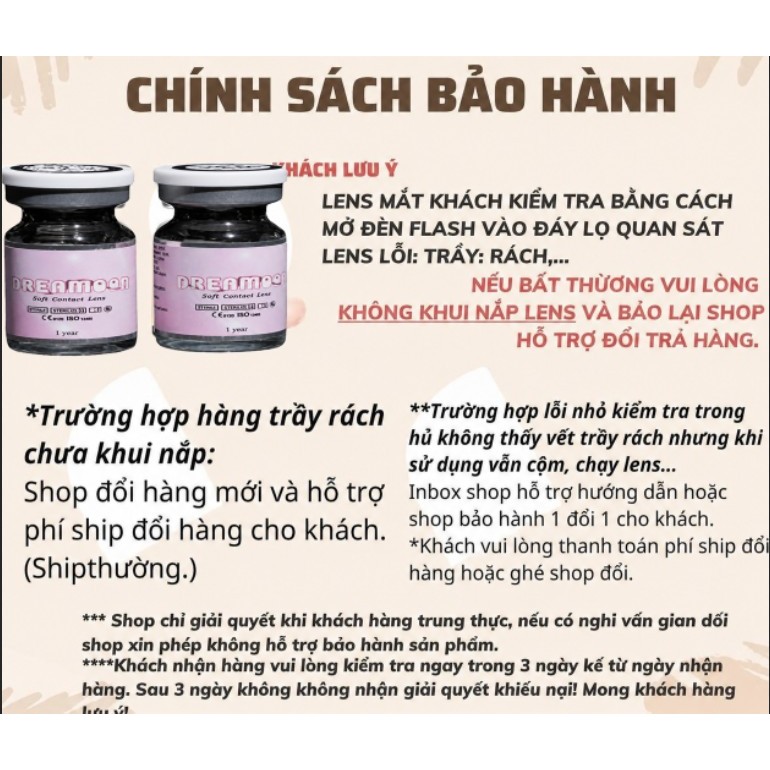 [LENS 6 Tháng] Kính áp tròng DREAMOON Annie choco, size vừa (Tặng Khay Gương)