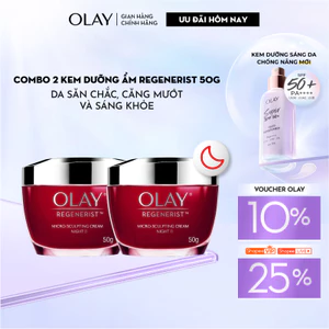 Bộ 2 Kem Dưỡng Ẩm OLAY REGENERIST Ban Đêm Căng Mướt, Sáng Khỏe & Phục Hồi Dấu Hiệu Lão Hóa 50GX2