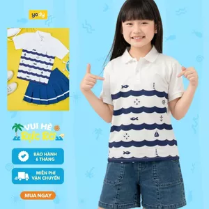Áo thun polo trẻ em YODY in hình họa tiết hải lý vải mát mẻ an toàn cho bé KCPO25A169