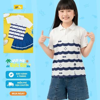 Áo thun polo trẻ em YODY in hình họa tiết hải lý vải mát mẻ an toàn cho bé KCPO25A169