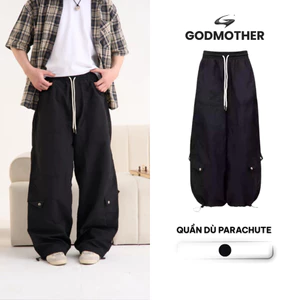 Quần Dù Parachute Ống Rộng Túi Hộp GODMOTHER Quần Jogger Unisex Dây Rút Form Rộng Năng Động Phá Cách