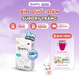 Tã Bỉm Supdry Trắng Mỏng Nhẹ, Thoáng Khí, Siêu Mềm Mịn Cho Bé (Dán/Quần | NB–XXXL | 4–20kg)