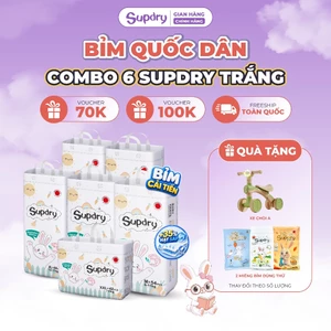 COMBO 6 Bịch Tã Bỉm Dán/Quần Supdry, Bỉm Supdry Trắng Mỏng Nhẹ Cho Bé size NB/S/M/L/XL/XXL/XXXL từ 4kg đến 20kg