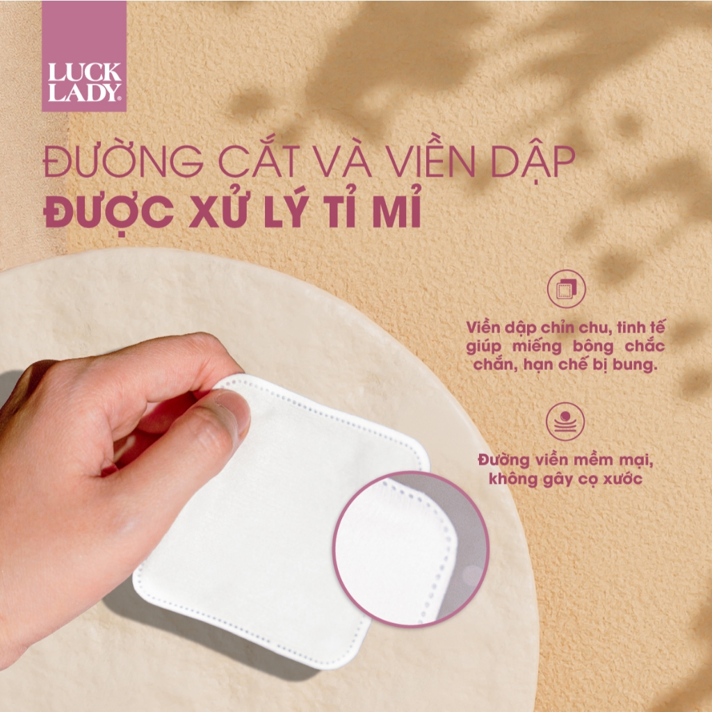Combo 3 túi bông tẩy trang Luck Lady dạng túi rút 240 miếng mềm mịn, làm sạch da, an toàn cho da, skincare làm đẹp da