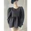 Váy babydoll tay phồng đen họa tiết nổi form xòe cao cấp 2hand