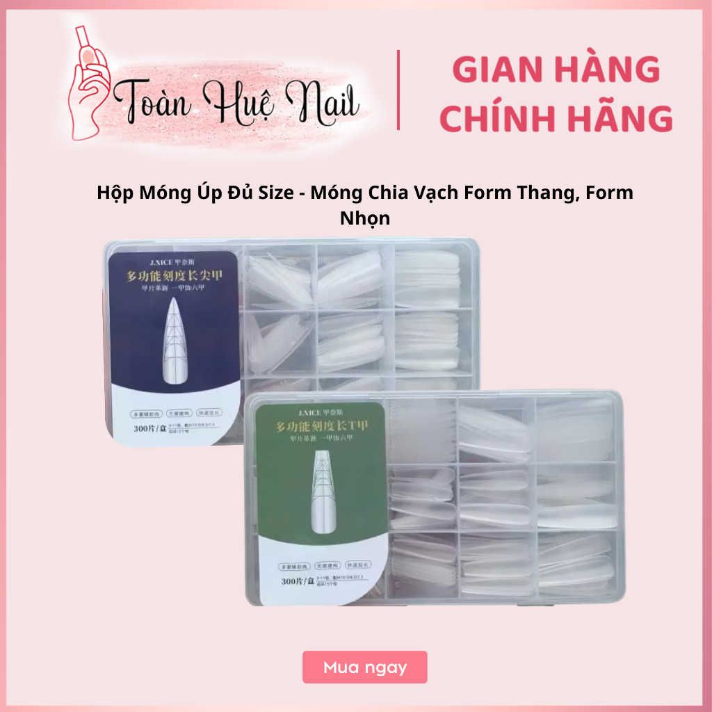 Hộp Móng Úp Đủ Size - Móng Chia Vạch Form Thang, Form Nhọn, Móng Giả Đa Năng Tiện Lợi