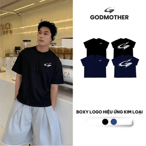 Áo Thun Logo GODMOTHER Áo T-Shirt Logo Hiệu Ứng Kim Loại Phong Cách HipHop Trẻ Trung Thoải Mái