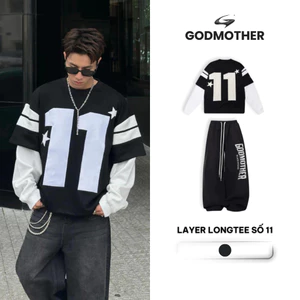 Áo Nỉ Dài Tay Số 11 GODMOTHER Layer Longtee Nỉ 2 Da Phong Cách Năng Động NEWCOLLECTION THU ĐÔNG