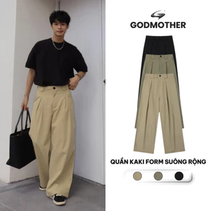 Quần Kaki Ống Rộng Suông GODMOTHER Quần Nam Nữ Dài Ống Rộng Suông Menswear