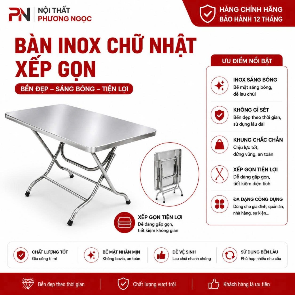 BÀN INOX 201 gấp gọn bàn ăn. bàn học, bàn gia đình .đủ kích thước (ship hỏa tốc )