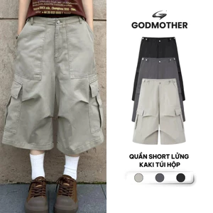 Quần Short Lửng Kaki Túi Hộp GODMOTHER Quần Wide Leg Nam Nữ Unisex Phong Cách Trẻ Trung Năng Động