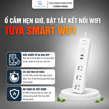 Ổ cắm điện Wifi Tuya Smart 3 ổ cắm - Điều khiển hẹn giờ, bật tắt qua APP kết nối wifi độc lập từng ổ