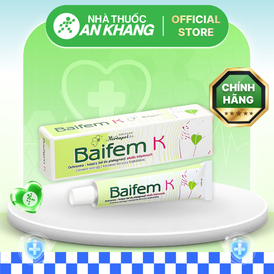 Gel Herbapol Baifem K giúp dưỡng ẩm, giảm khô da cho cả da và cơ quan sinh dục 15g[Nhà Thuốc An Khang - Chính Hãng 100%]