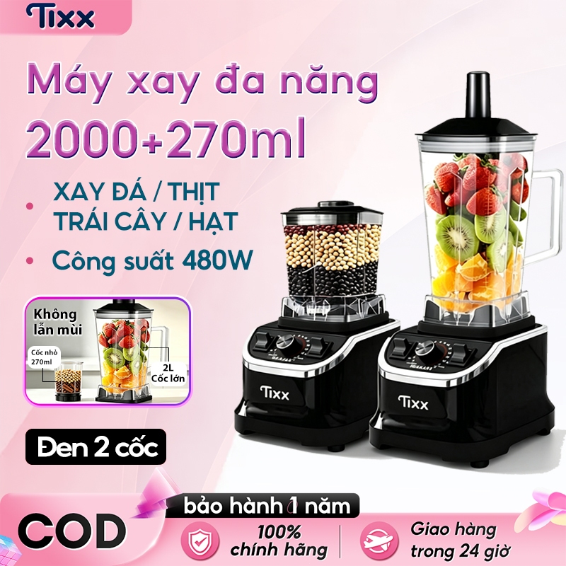 TIXX Máy Xay Sinh Tố 6 lưỡi dao Có cốc ăn dặm không bị ám mùi dung tích lớn 2L Máy Xay