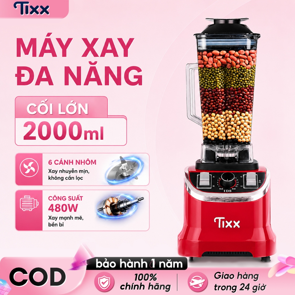 TIXX Máy Xay Sinh Tố dung tích 2L Xay trái cây làm sinh tố đá xay thịt làm sốt
