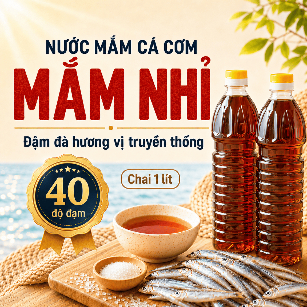 NƯỚC MẮM NHỈ Cá Cơm Nguyên Chất Ninh Thuận 1L - Thơm Đậm Hậu Vị, Chấm Pha Kho Nấu