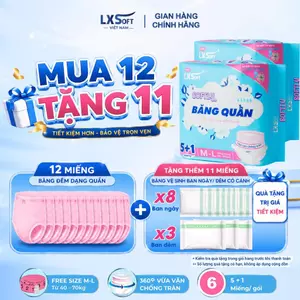 Combo 12 Miếng băng vệ sinh quần LXSOFT SOFTLY siêu mỏng, siêu thấm hút, thoáng khí, không lộ viền
