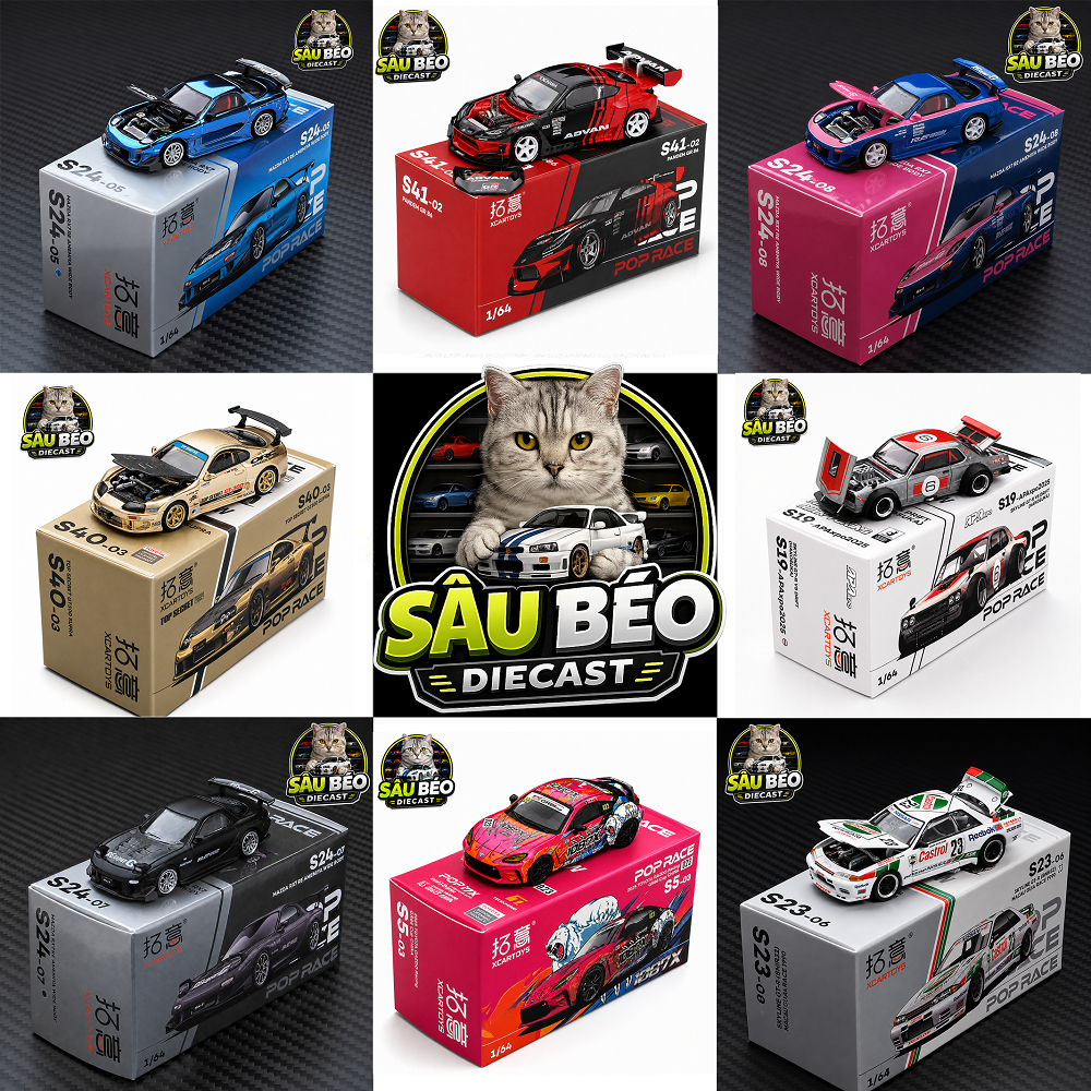 Xe Mô Hình Pop Race Chính Hãng New Seal Tỷ Lệ 1:64 | Poprace Honda Civic, Skyline GTR V8...