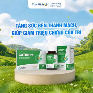 [Che tên] Viên uống Cotripro Thái Minh - hỗ trợ trĩ nội, trĩ ngoại, táo bón và đau rát hậu môn - Hộp 20v/80v
