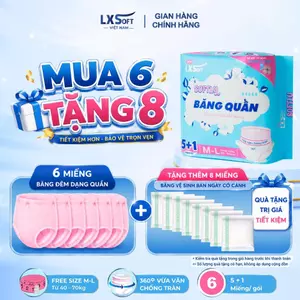 Combo 6 Miếng băng quần LXSOFT SOFTLY 360° Vừa Vặn Chống Tràn, Siêu mỏng, Siêu thấm hút Size M - L