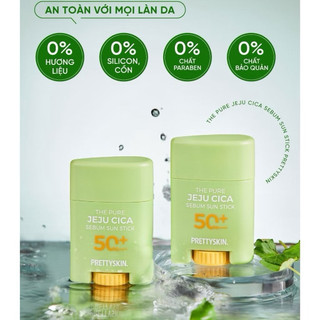 (SALE 35T) SÁP CHỐNG NẮNG RAU MÁ P.R.E.T.TY SKIN THE PURE JEJU CICA SEBUM SUN STICK 50ml