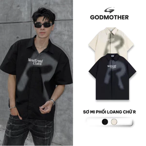 Áo Sơ Mi Phối Loang GODMOTHER Chất Kaki Sơ Mi Cộc Tay Phối Màu Cá Tính Menswear Nam Nữ