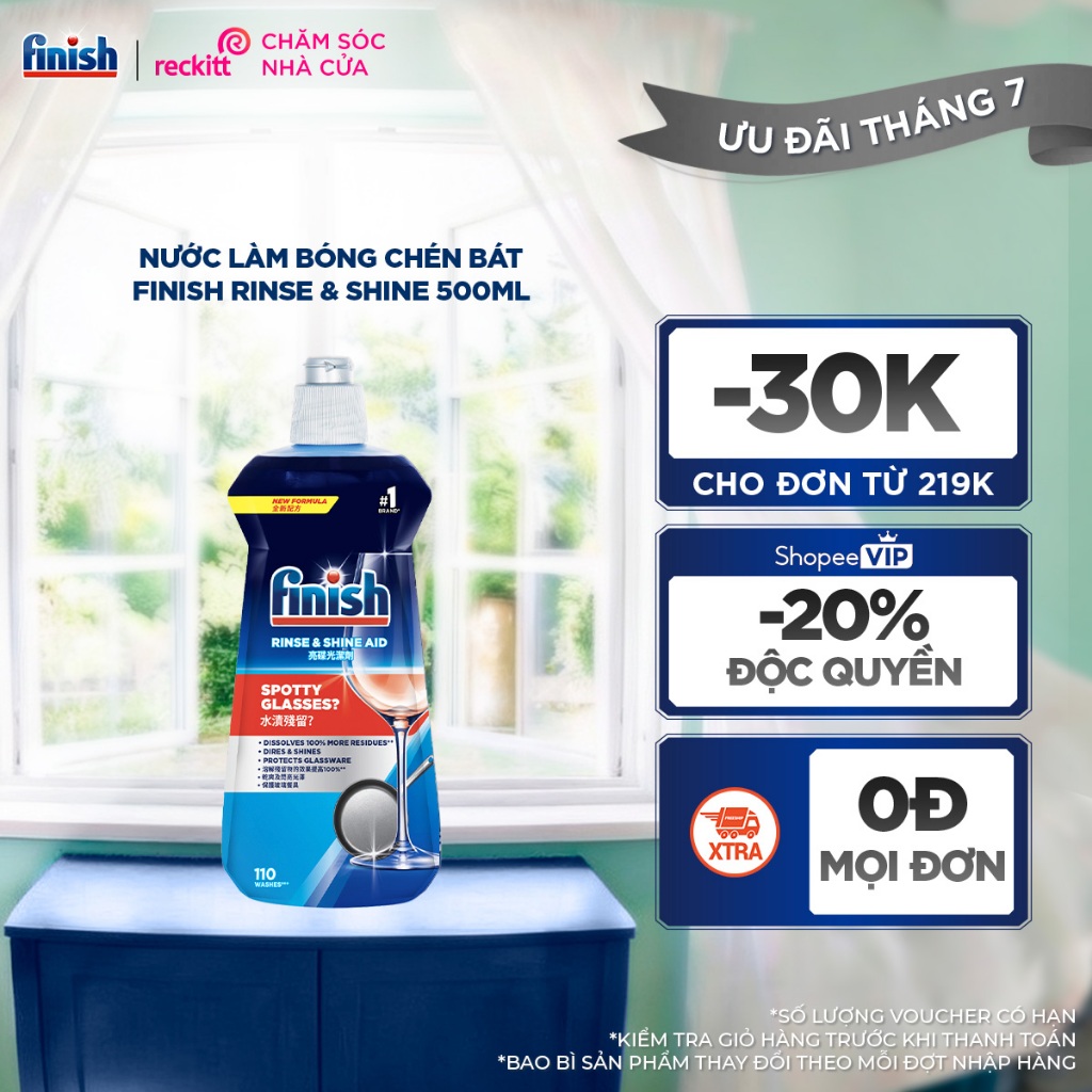 Nước Làm Bóng Chén Bát Finish Rinse & Shine 500ML