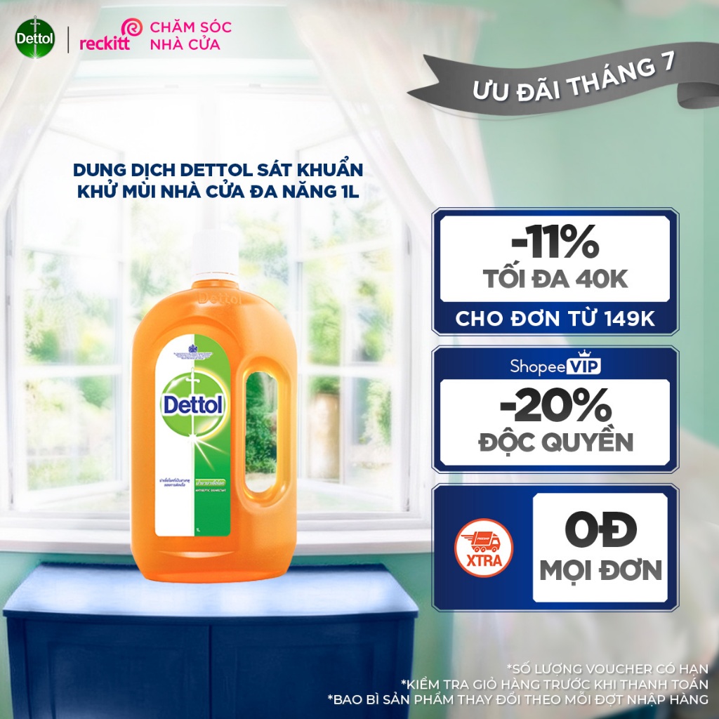 Dung Dịch Dettol Sát Khuẩn Khử Mùi Nhà Cửa Đa Năng 1L