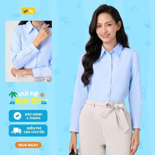 Áo sơ mi nữ YODY dài tay dáng regular, vải lụa nến chống nhăn WOSH26A007