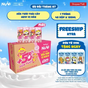 Thùng 48 Thức Uống Sữa Tươi Trái Cây NuVi Vị Dâu 180ml/hộp