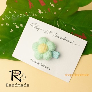 Kẹp tóc mái ếch xanh len cute cho nữ và bé gái 4cm, 6cm |Cặp tóc Handmade dễ thương |Shop Rô Handmade