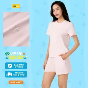 Bộ đồ thun nữ YODY set áo quần lưng chun năng động, vải cotton thoải mái, thoáng mát WCST26S023