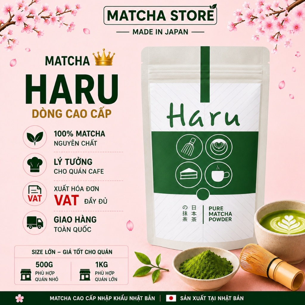 MATCHA HARU 500G & 1KG | NGUYÊN LIỆU PHA CHẾ CHO QUÁN CAFE|NGUYÊN CHẤT • MÀU ĐẸP • GIÁ TỐT • CÓ VAT
