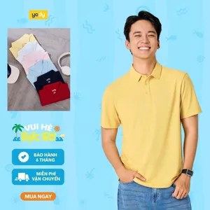 Áo thun polo nam YODY regular ép cổ có xẻ tà MCPO26A023