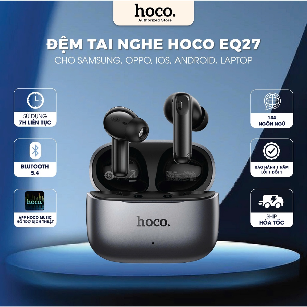 Tai nghe Bluetooth Hoco EQ27 – dịch thuật 134 ngôn ngữ, pin 7H, kết nối ổn định, chính hãng có bảo hành lỗi 1 đổi 1