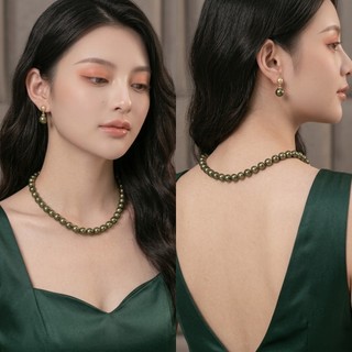 [ DAISYN ] N979 vòng cổ ngọc trai mặt hạt 14li xanh lá , dây chuyền ngọc trai nhân tạo , chuỗi hạt ngọc