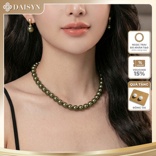[ DAISYN ] N979 vòng cổ ngọc trai mặt hạt 14li xanh lá , dây chuyền ngọc trai nhân tạo , chuỗi hạt ngọc