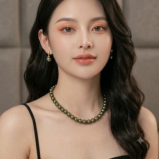 [ DAISYN ] N979 vòng cổ ngọc trai mặt hạt 14li xanh lá , dây chuyền ngọc trai nhân tạo , chuỗi hạt ngọc