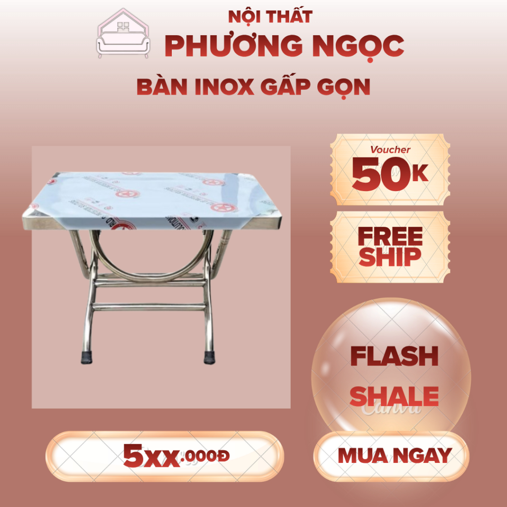 🔥 BÀN INOX CHỮ NHẬT GẤP GỌN – TIỆN LỢI, BỀN ĐẸP 🔥